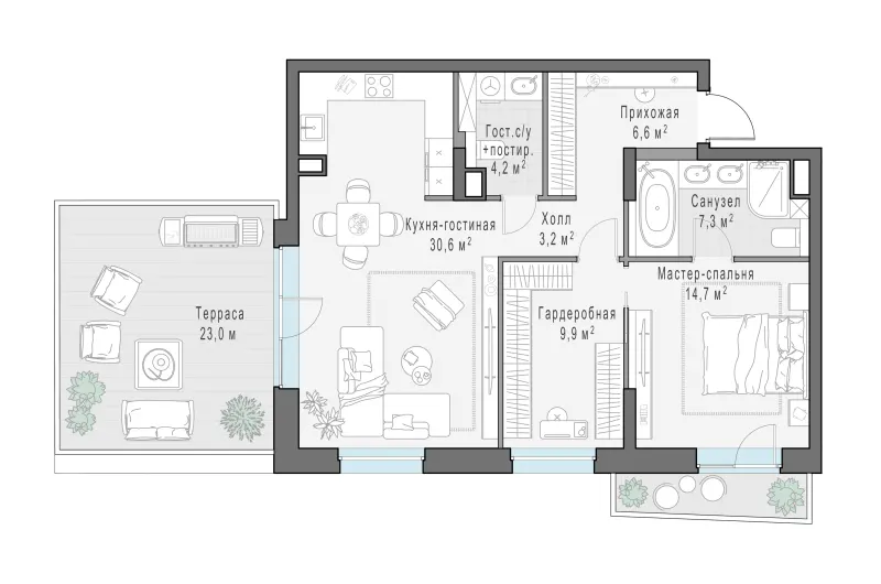 2-комн. 84.8 м²