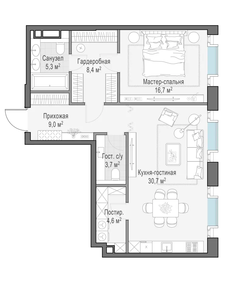 1-комн. 78.7 м²
