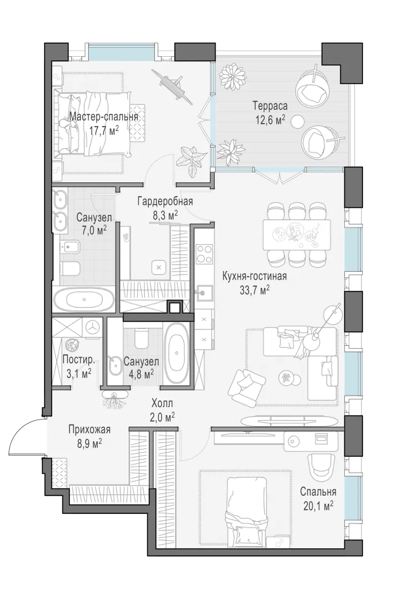 2-комн. 111.9 м²