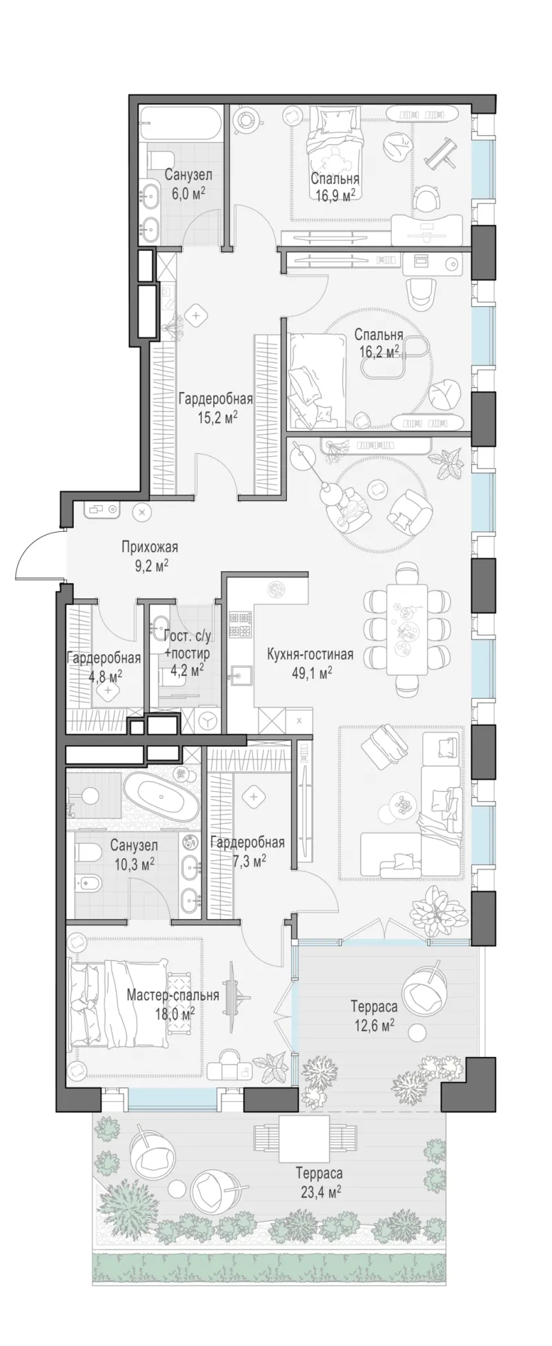 3-комн. 167.5 м²
