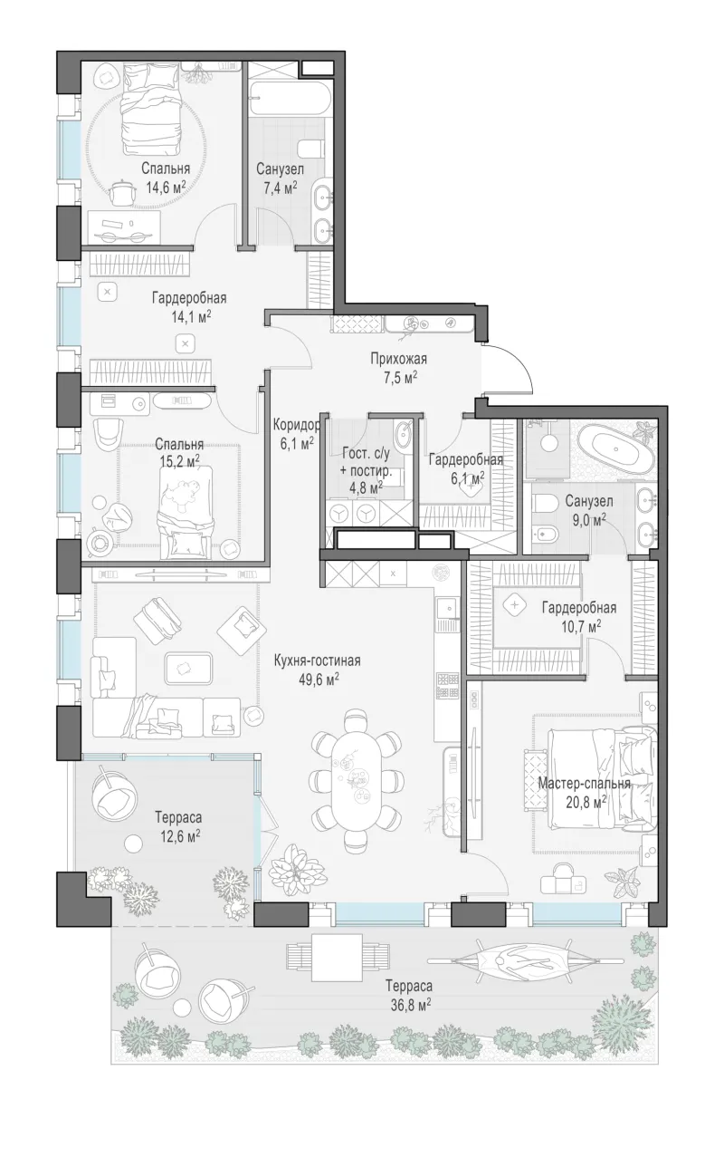 3-комн. 175.2 м²