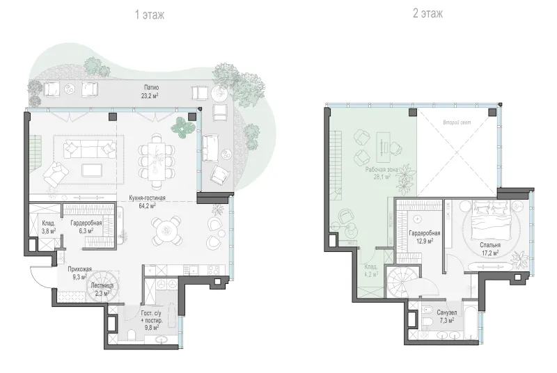2-комн. 133 м²