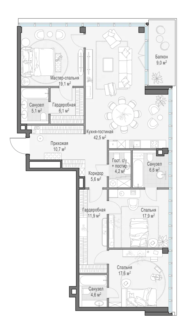 3-комн. 154.9 м²