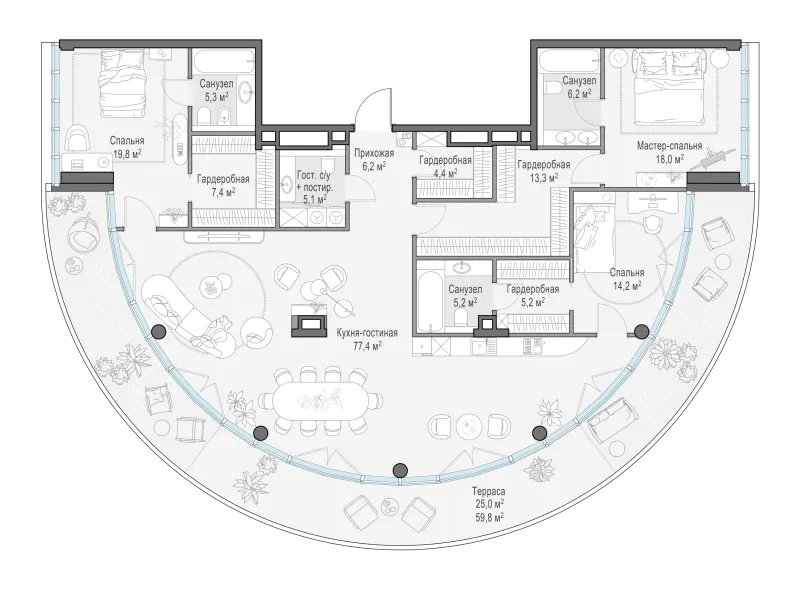 4-комн. 193.8 м²