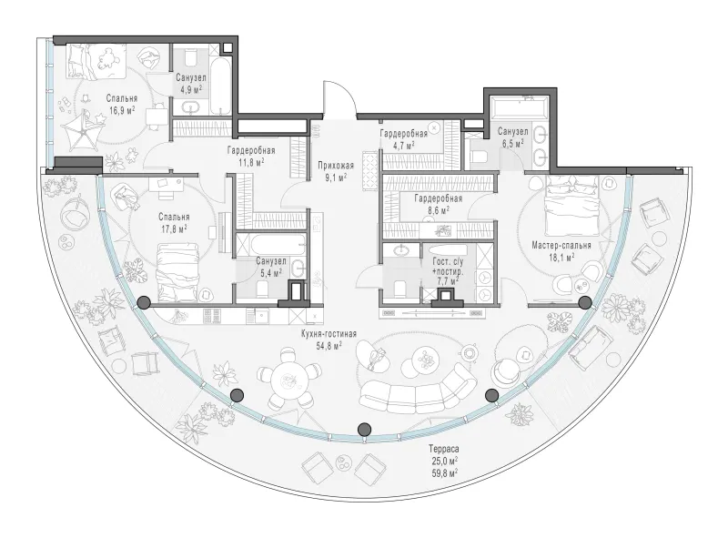 3-комн. 172.6 м²
