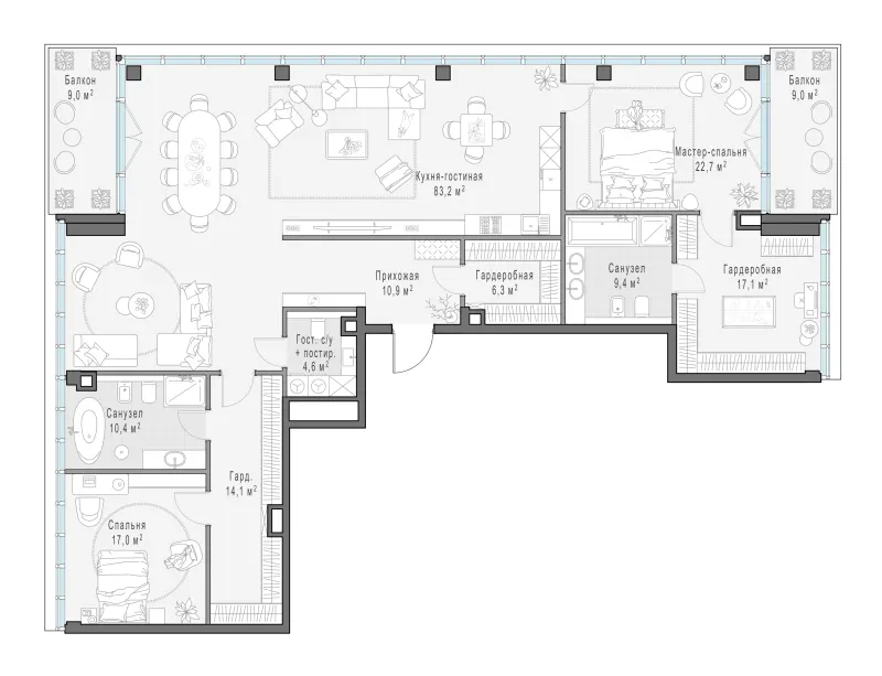 3-комн. 199.2 м²