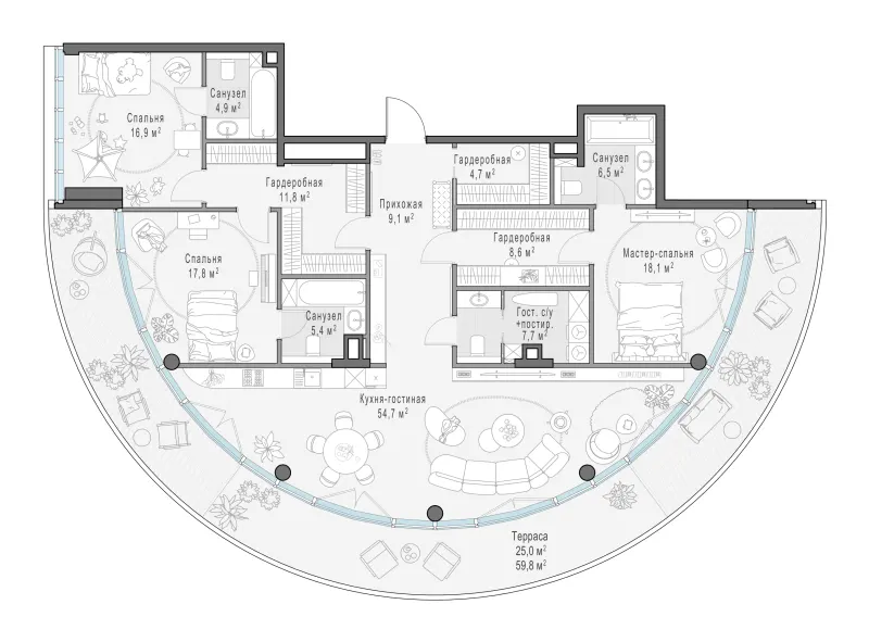 3-комн. 172.6 м²