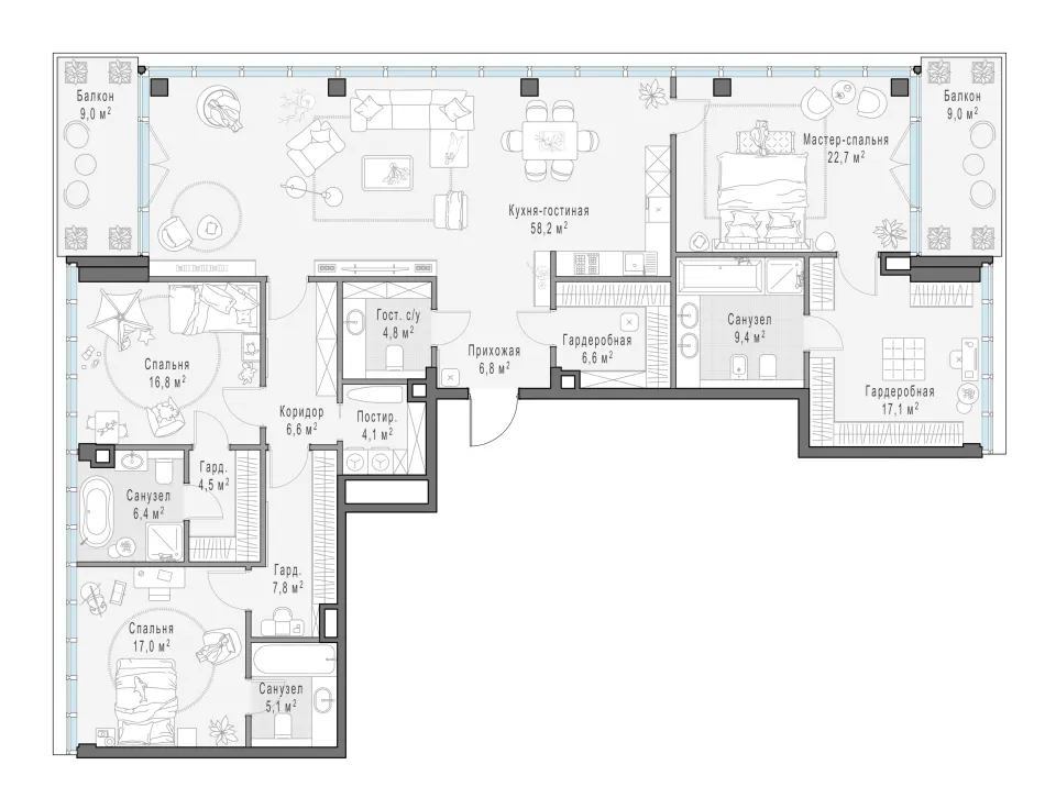 3-комн. 199,2 м²