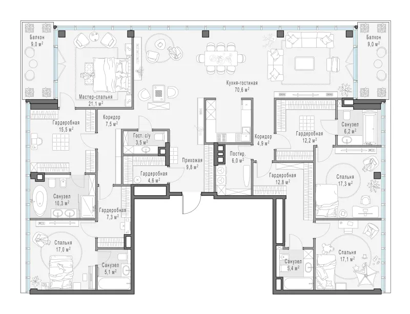 4-комн. 259.7 м²