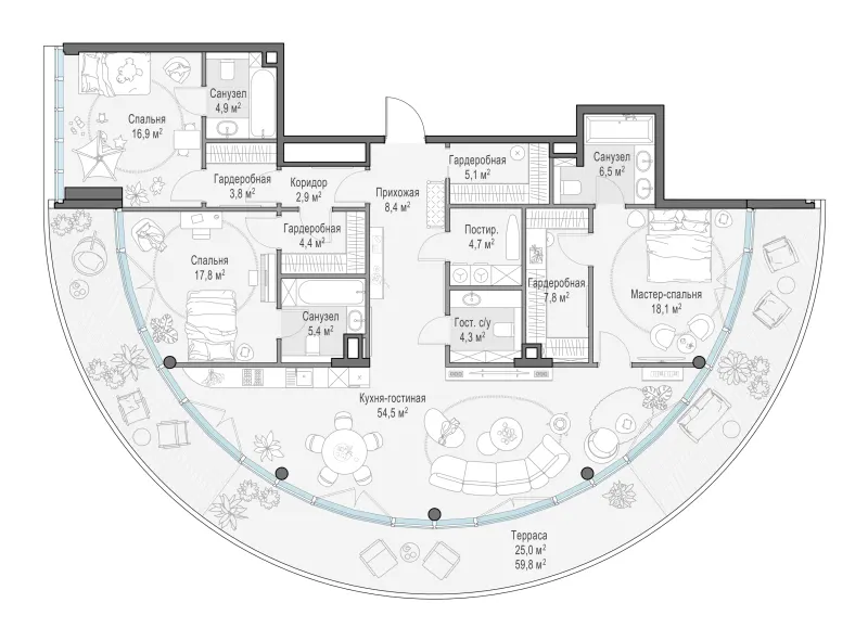 3-комн. 172.7 м²