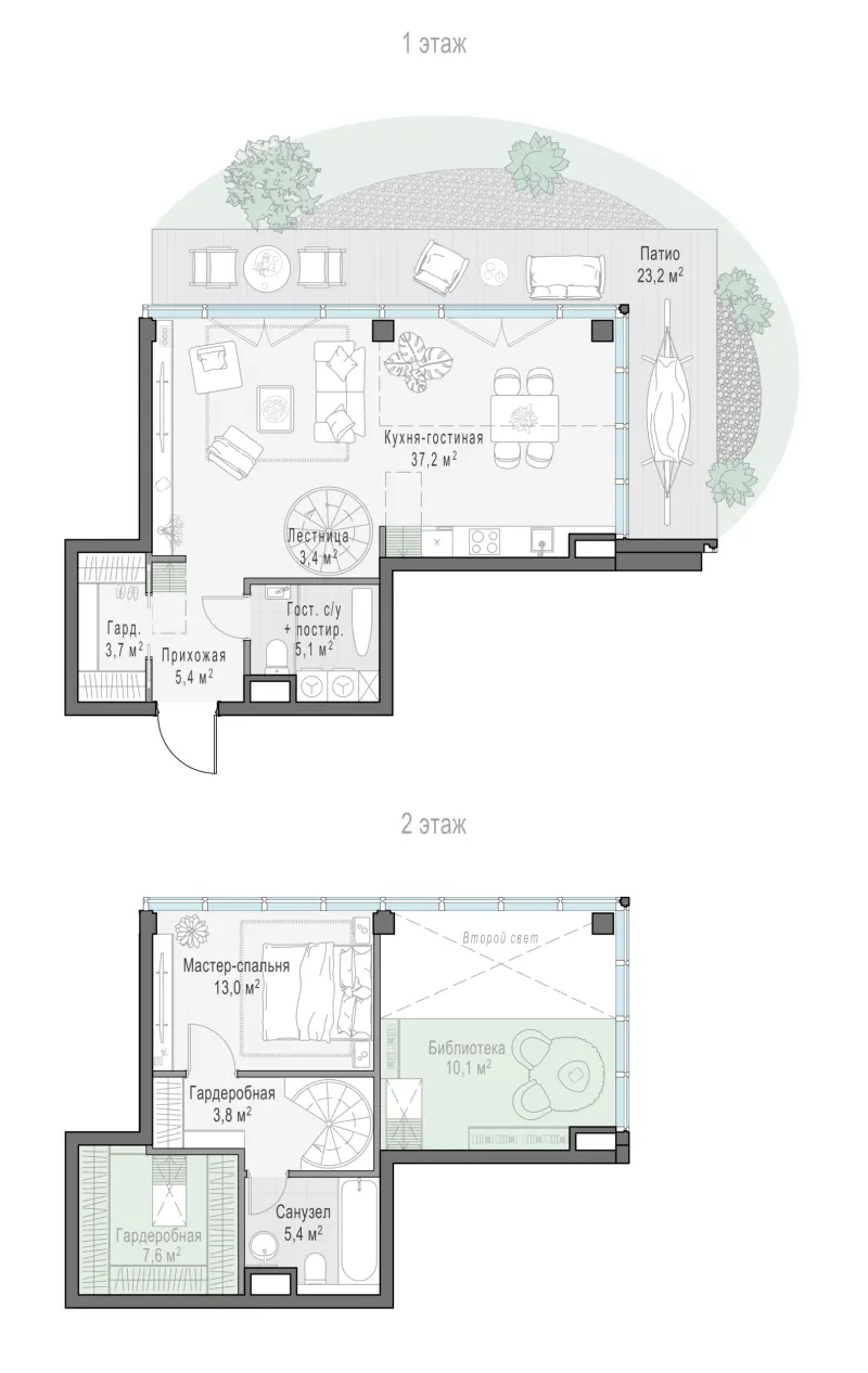 1-комн. 77.6 м²
