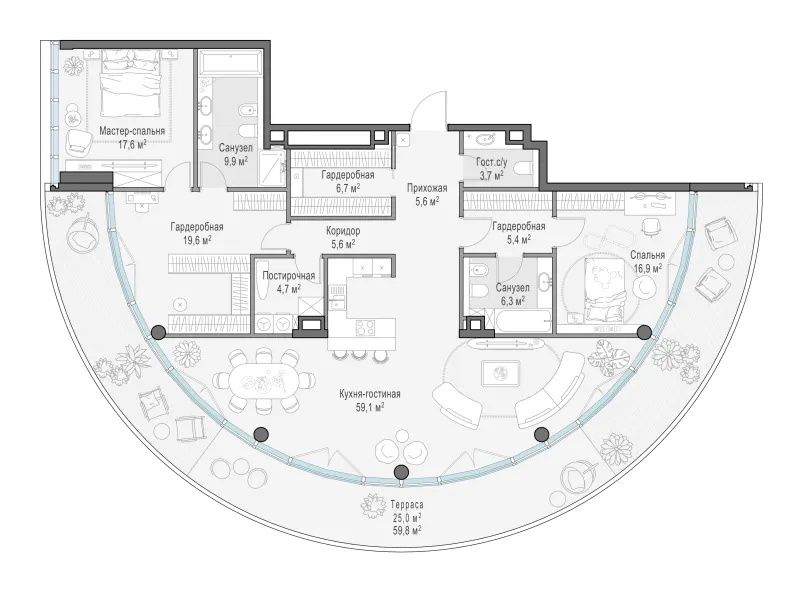 3-комн. 167.6 м²