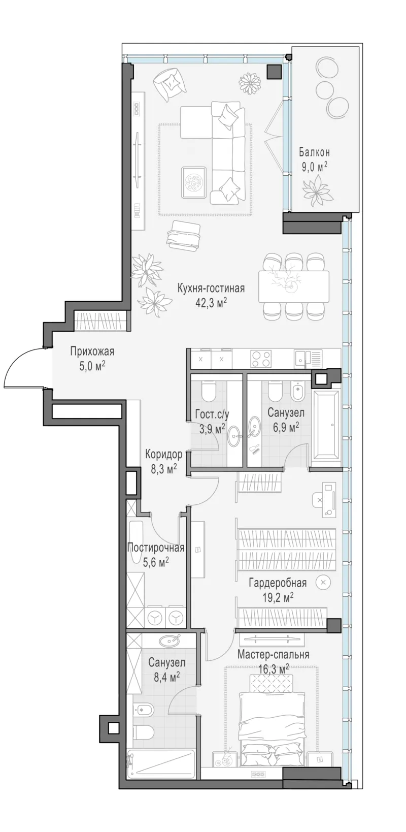 2-комн. 118.9 м²