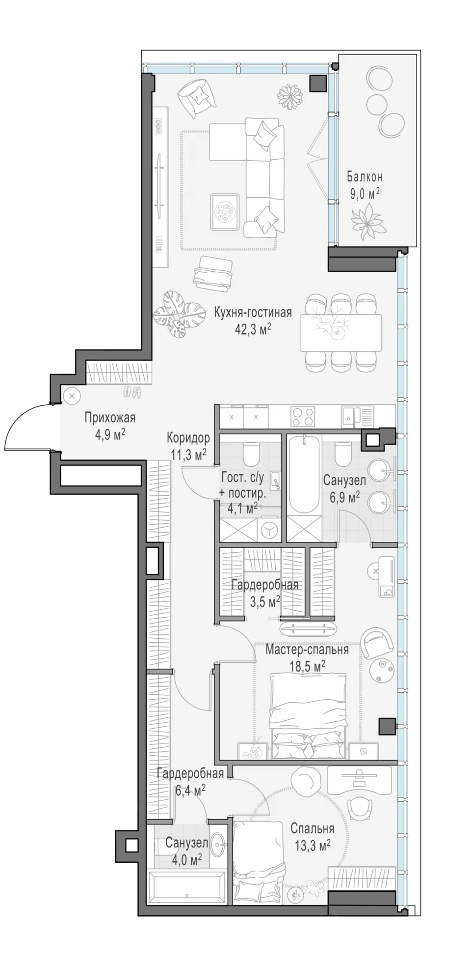 2-комн. 118,7 м²