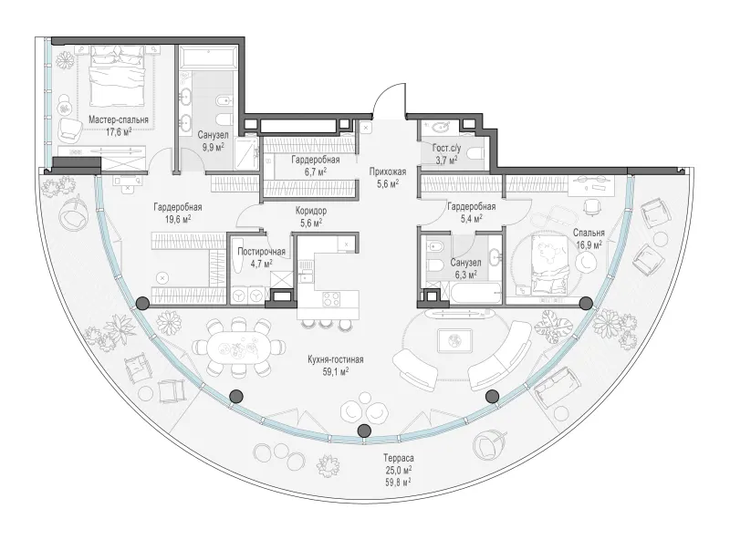 3-комн. 167.6 м²
