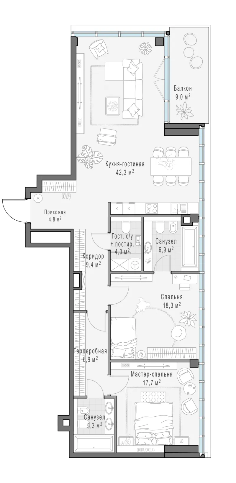 2-комн. 118.6 м²