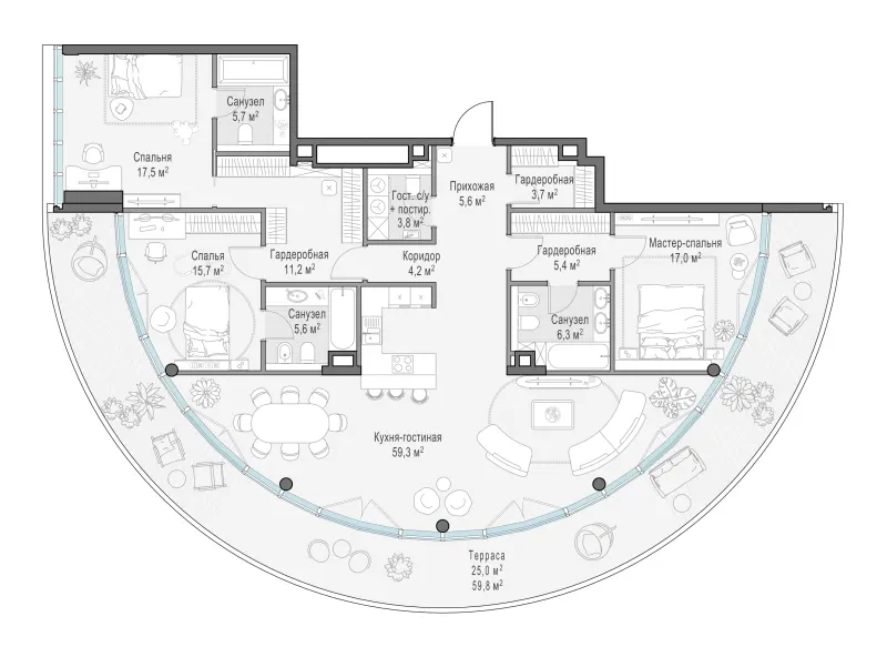 3-комн. 167.7 м²