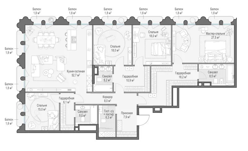 5-комн. 214.9 м²
