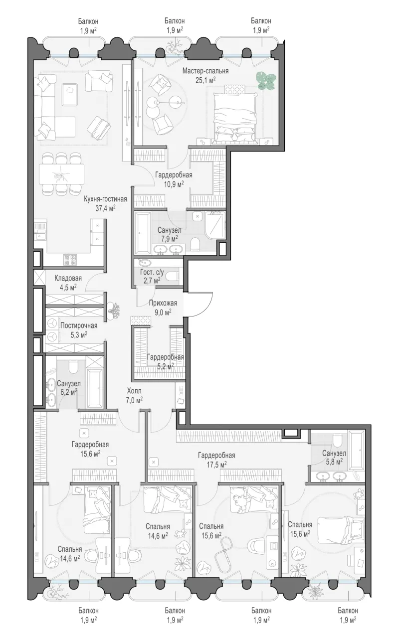 4-комн. 227.8 м²