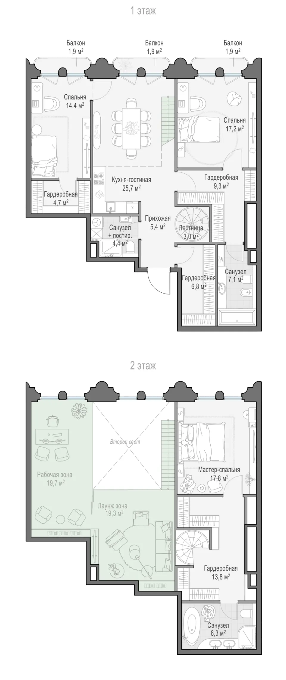 2-комн. 141,4 м²