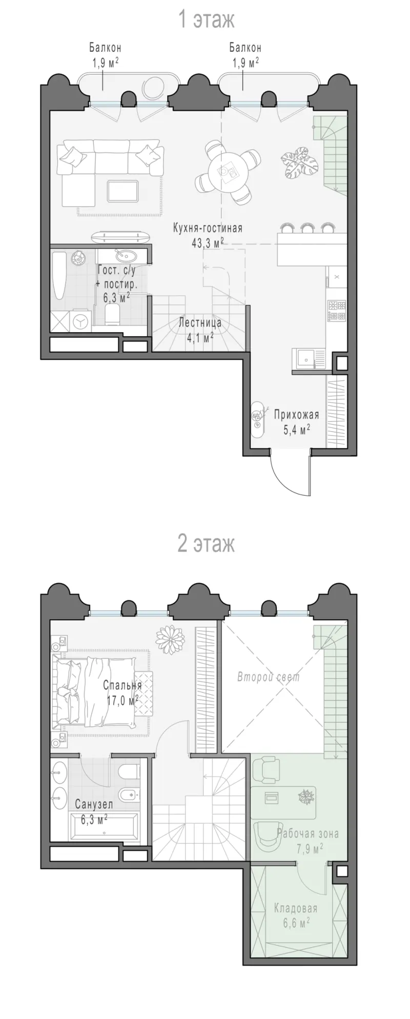 1-комн. 83.1 м²