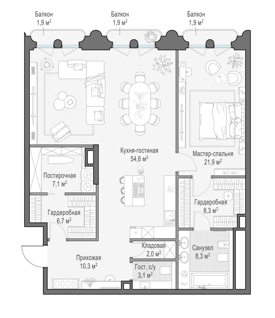 2-комн. 123,5 м²