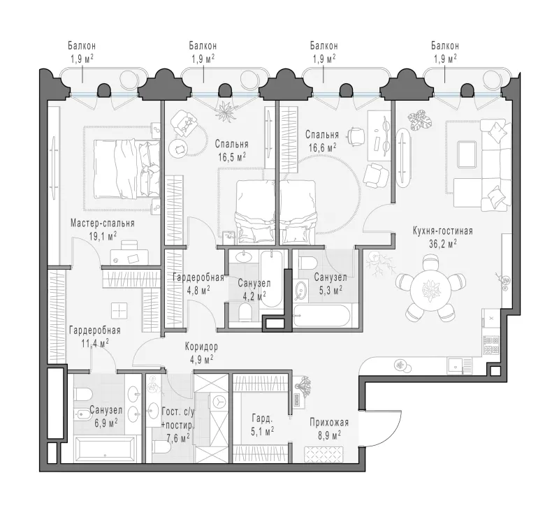 3-комн. 149.3 м²