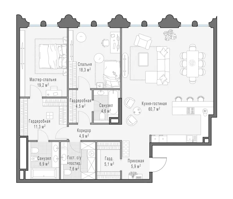 3-комн. 146.8 м²