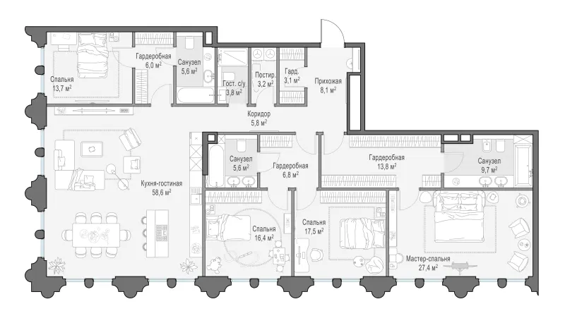 4-комн. 204.8 м²