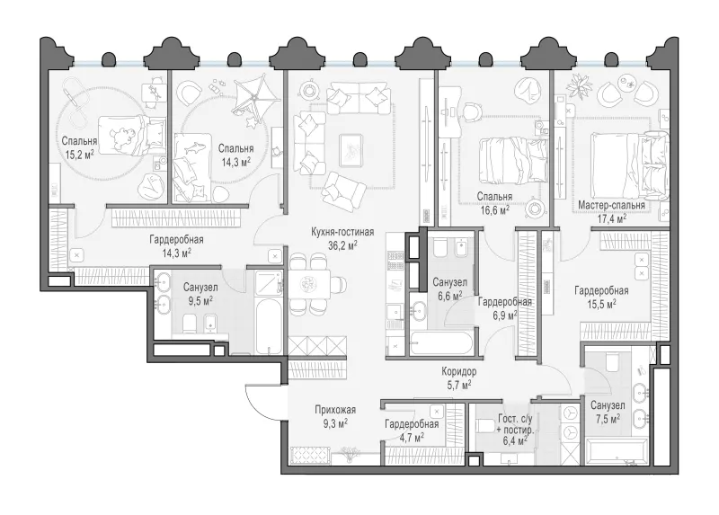 3-комн. 187.5 м²