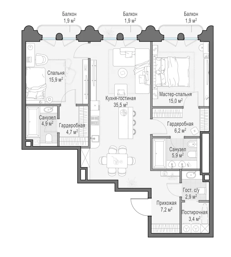 2-комн. 103.4 м²