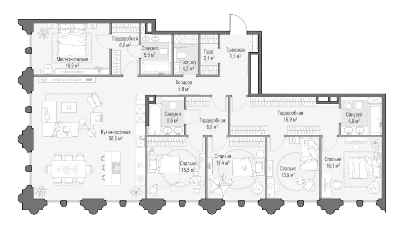 4-комн. 204.9 м²