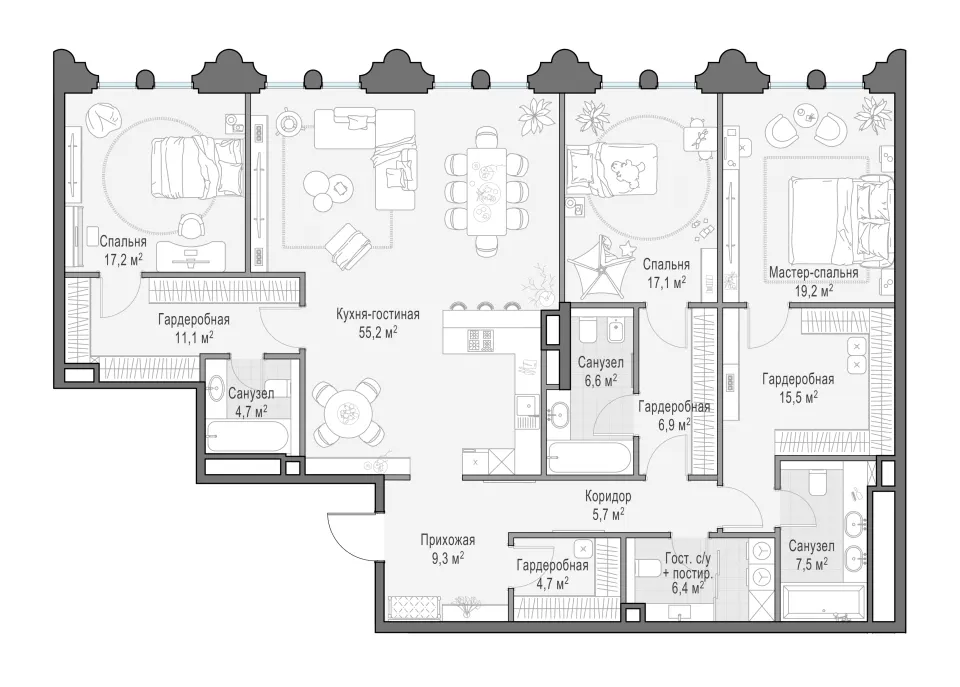 3-комн. 187,3 м²