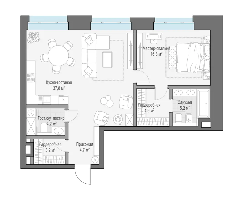 1-комн. 80.6 м²