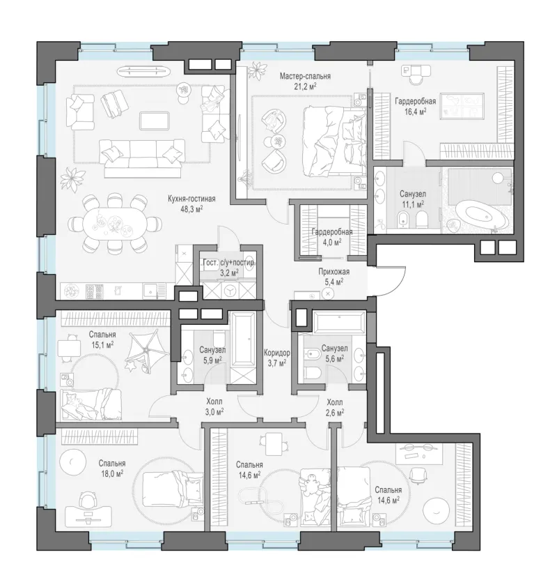 5-комн. 200.7 м²