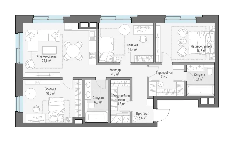 3-комн. 112.4 м²