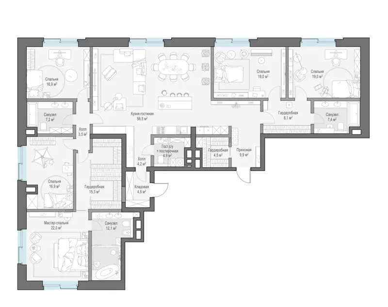 4-комн. 239.4 м²