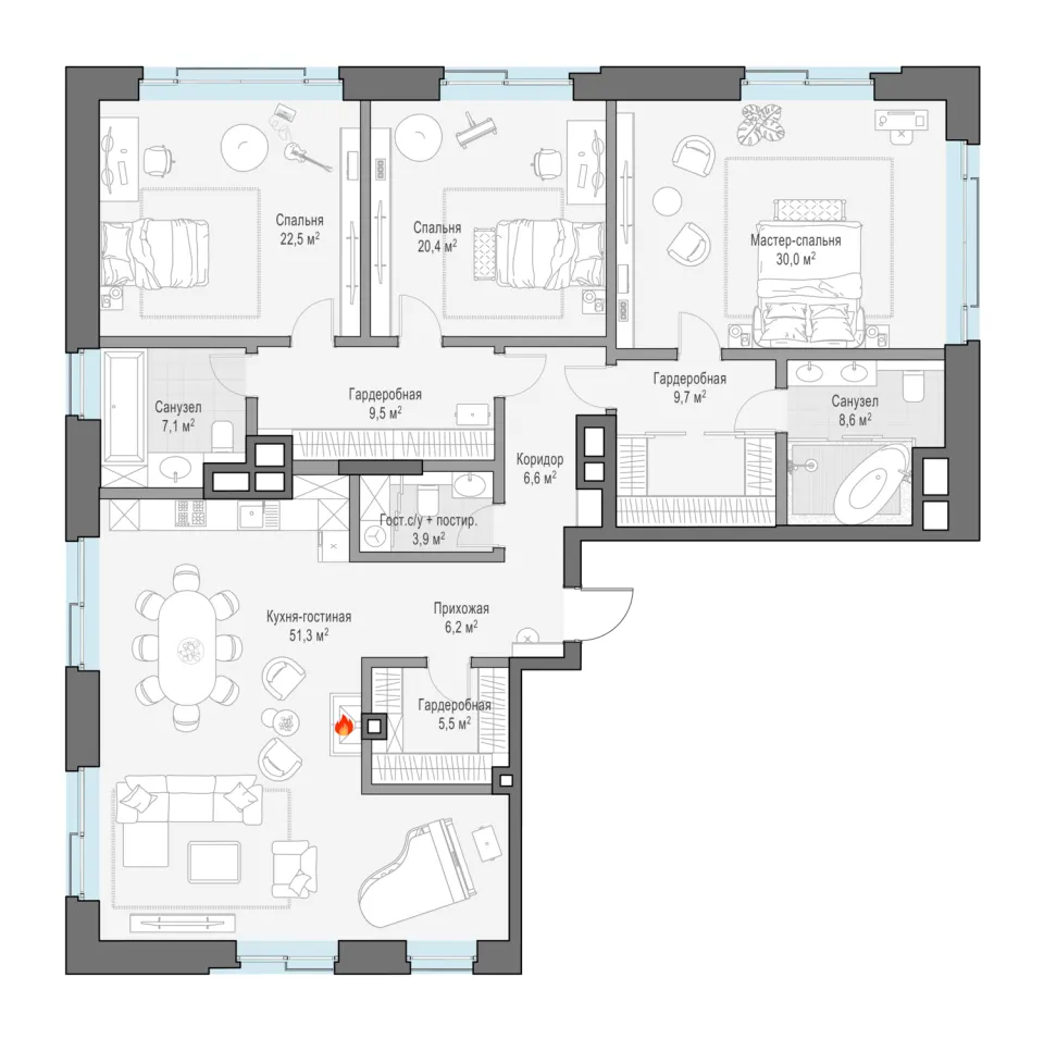3-комн. 188,7 м²