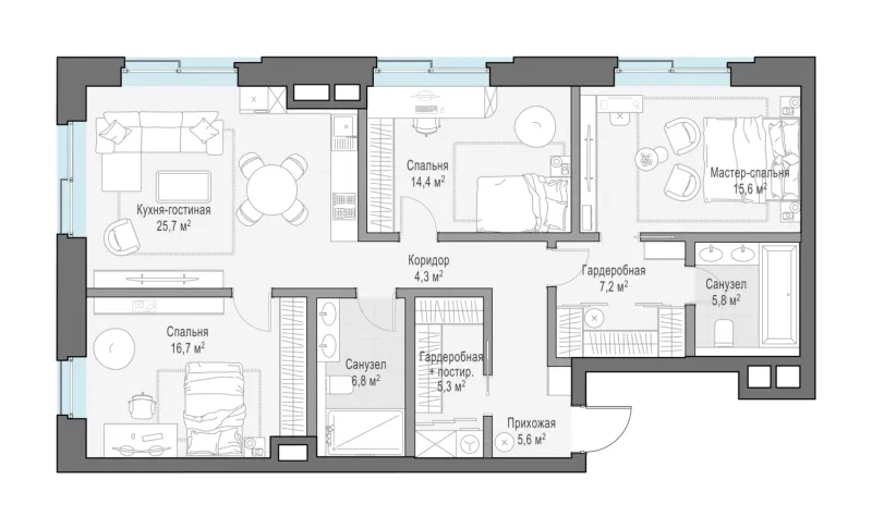 3-комн. 112.4 м²