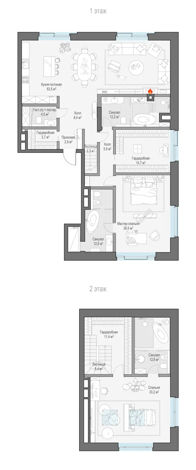 3-комн. 214 м²