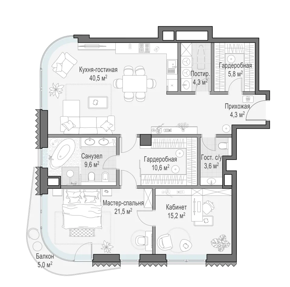 2-комн. 116,6 м²