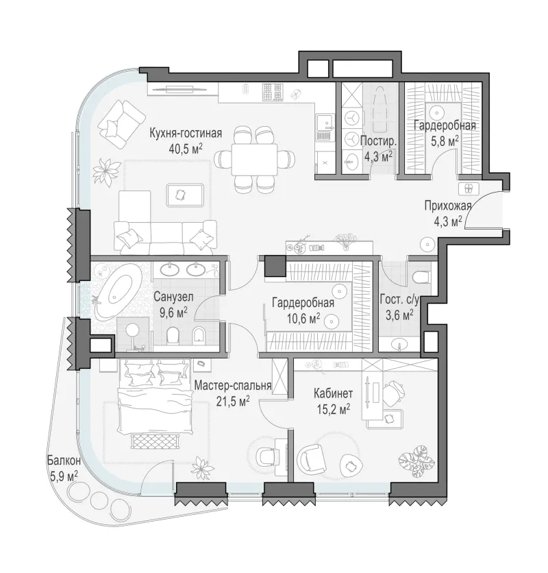 2-комн. 116.8 м²