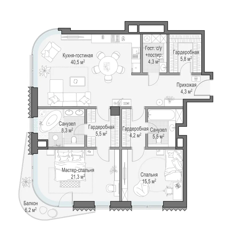 2-комн. 117 м²