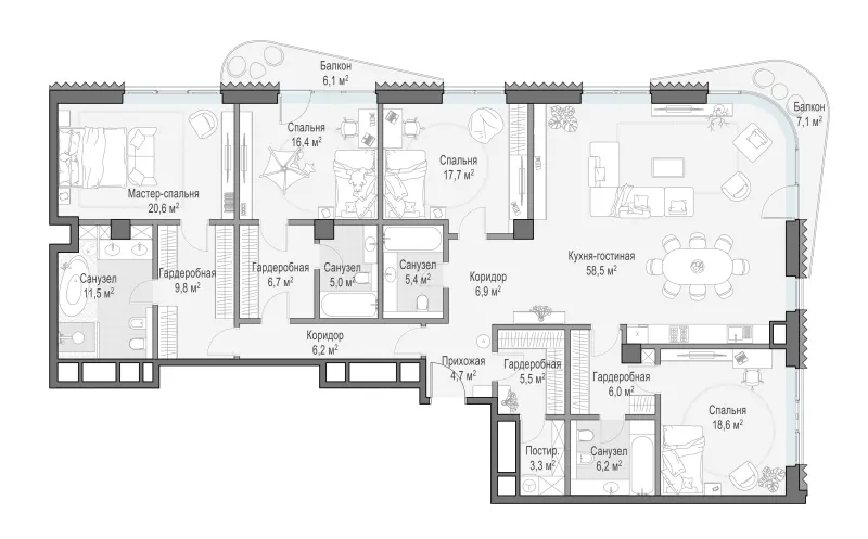 4-комн. 212.9 м²
