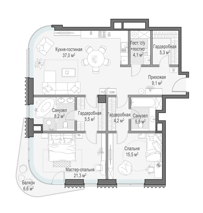 2-комн. 117.7 м²