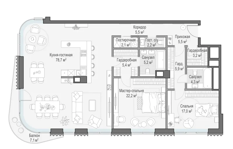 3-комн. 158.3 м²