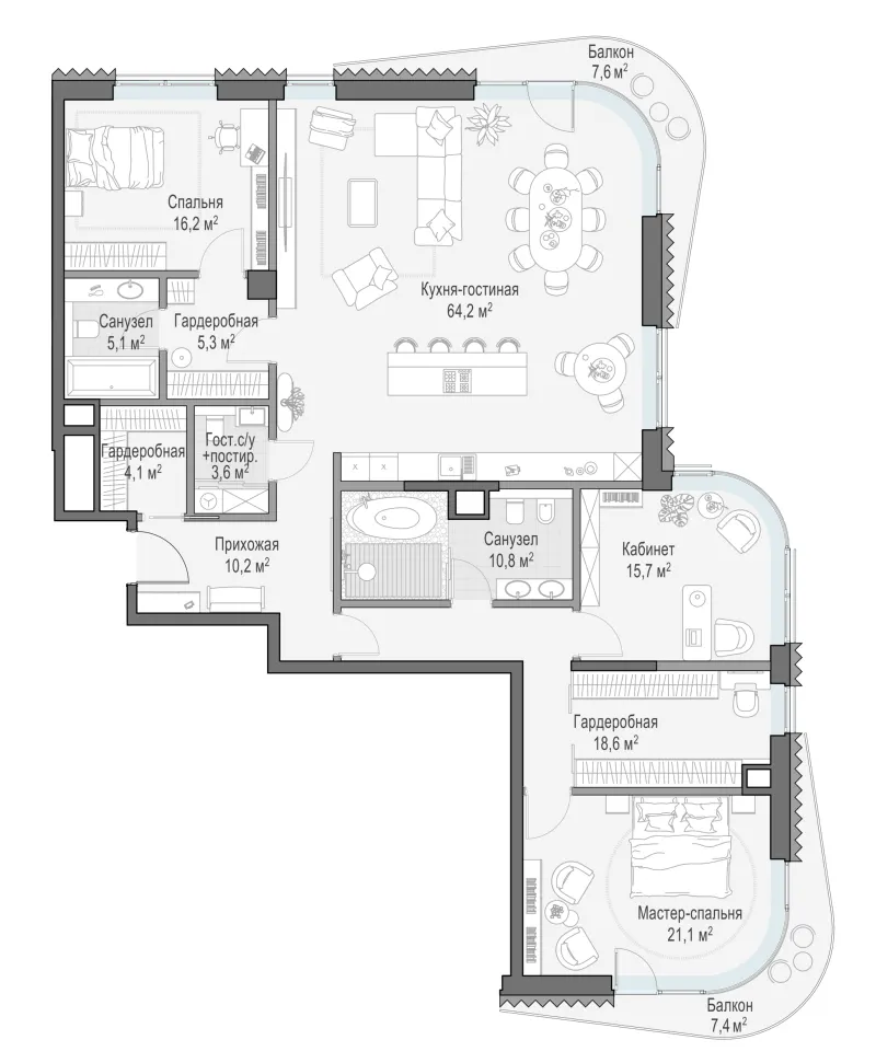 3-комн. 177.8 м²