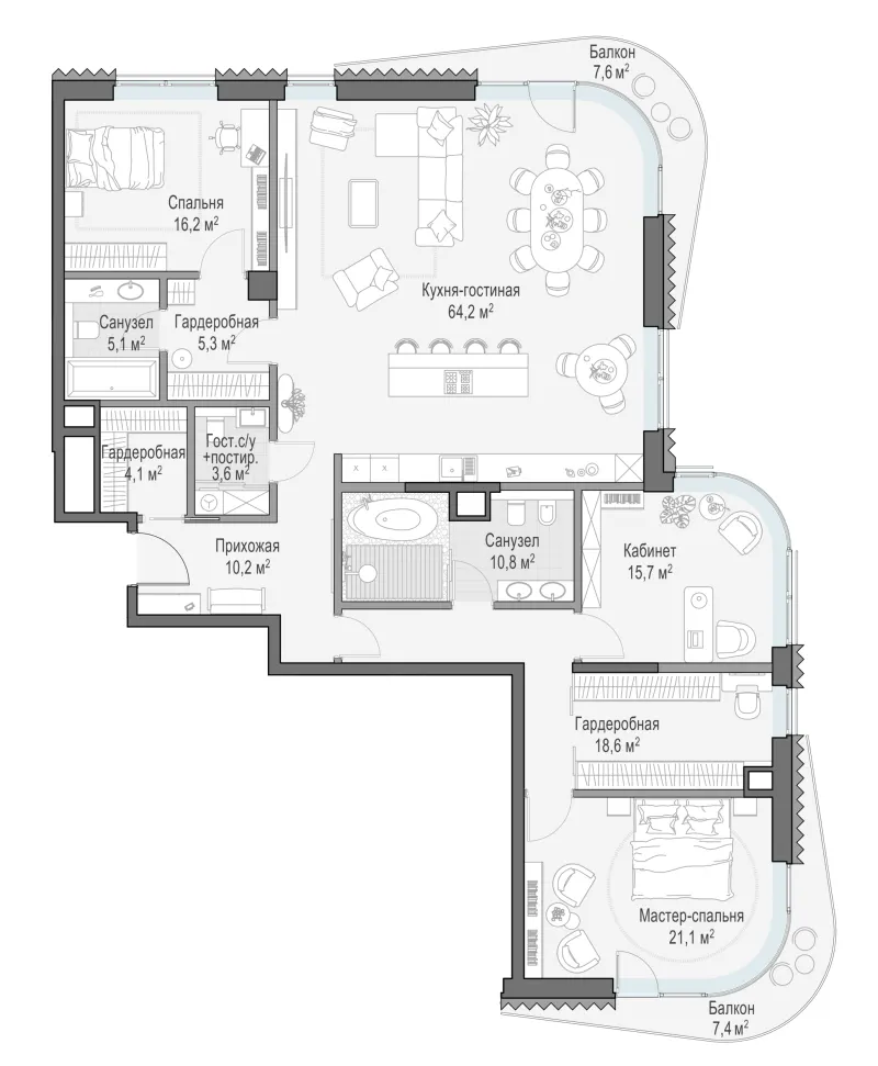 3-комн. 177.7 м²