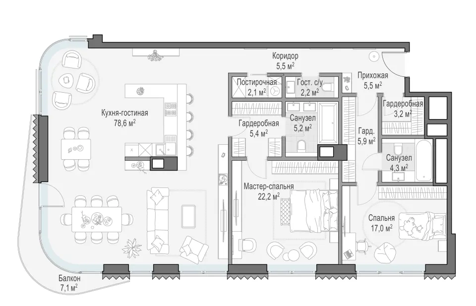 3-комн. 158,3 м²