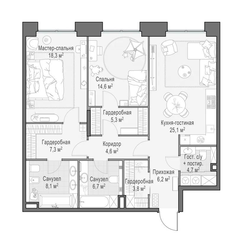 2-комн. 105.2 м²